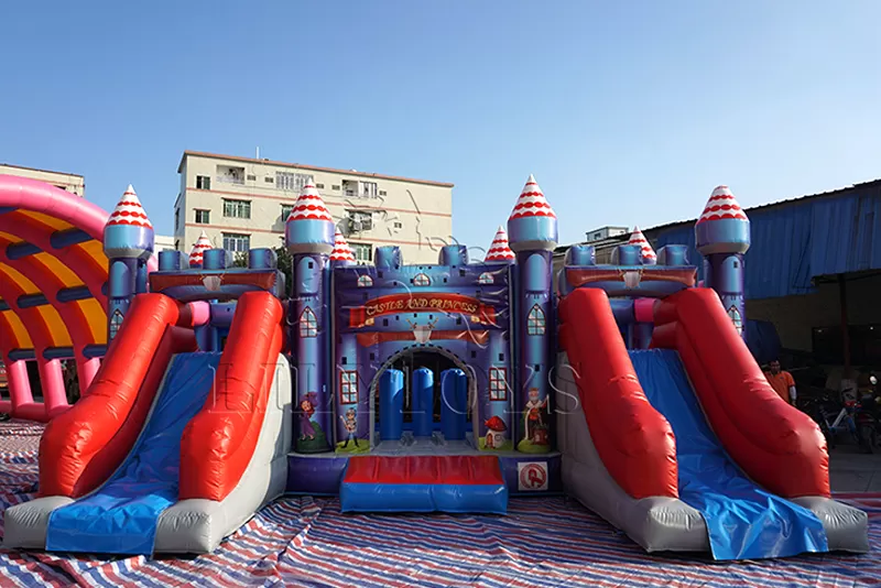 big castle with double slide