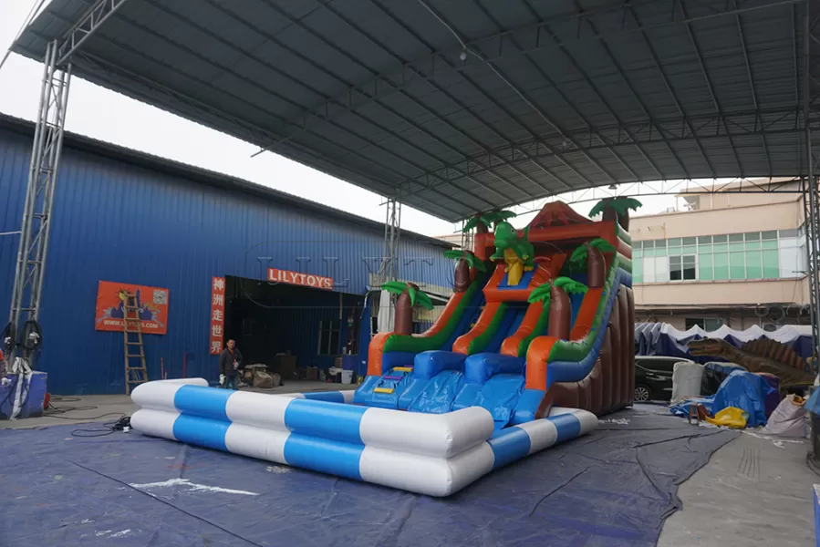 volcano dino inflatable water slide giant