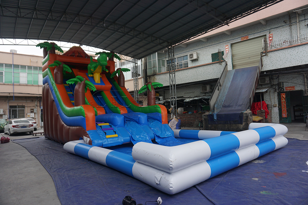 volcano dino inflatable water slide giant