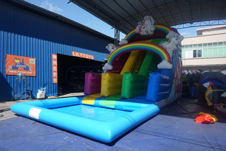 unicorn inflatable water pool slide