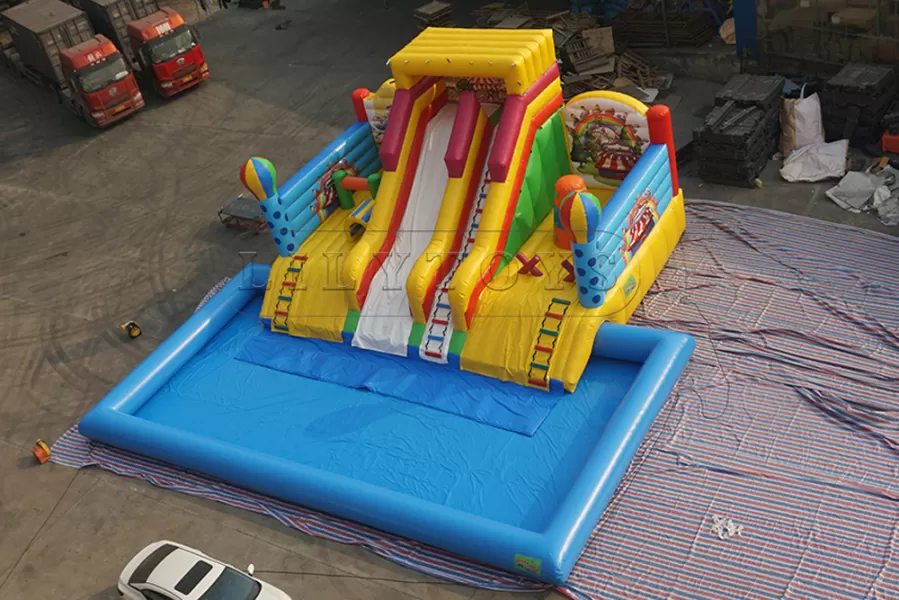 Carnival inflatable water park with pool