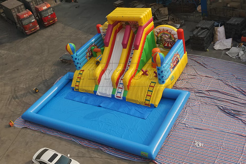 Carnival inflatable water park with pool