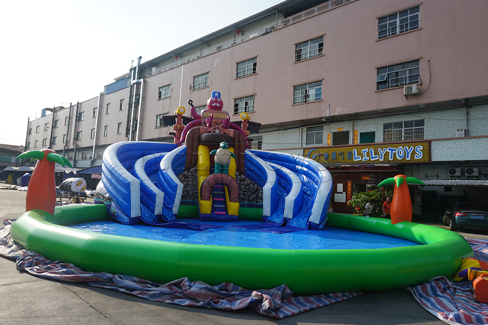 pirate inflatable water park with the big pool