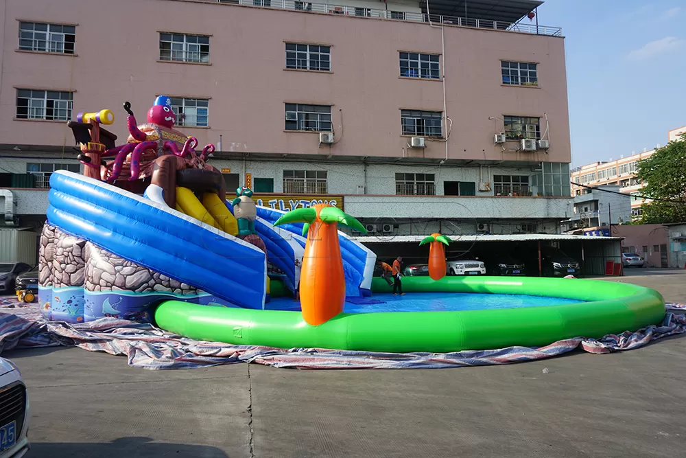 pirate inflatable water park with the big pool