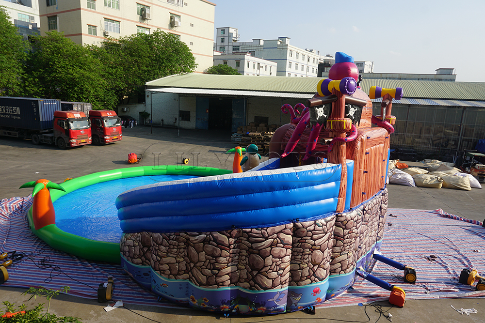 pirate inflatable water park with the big pool