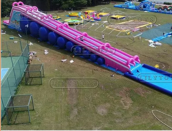 high quality inflatable water slide, pink inflatable city slide