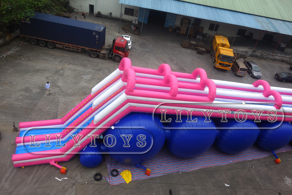 high quality inflatable water slide, pink inflatable city slide