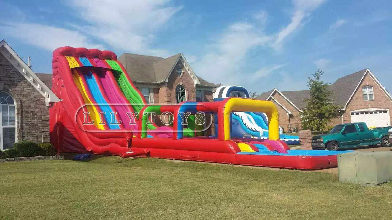 commercial rainbow inflatable water slide