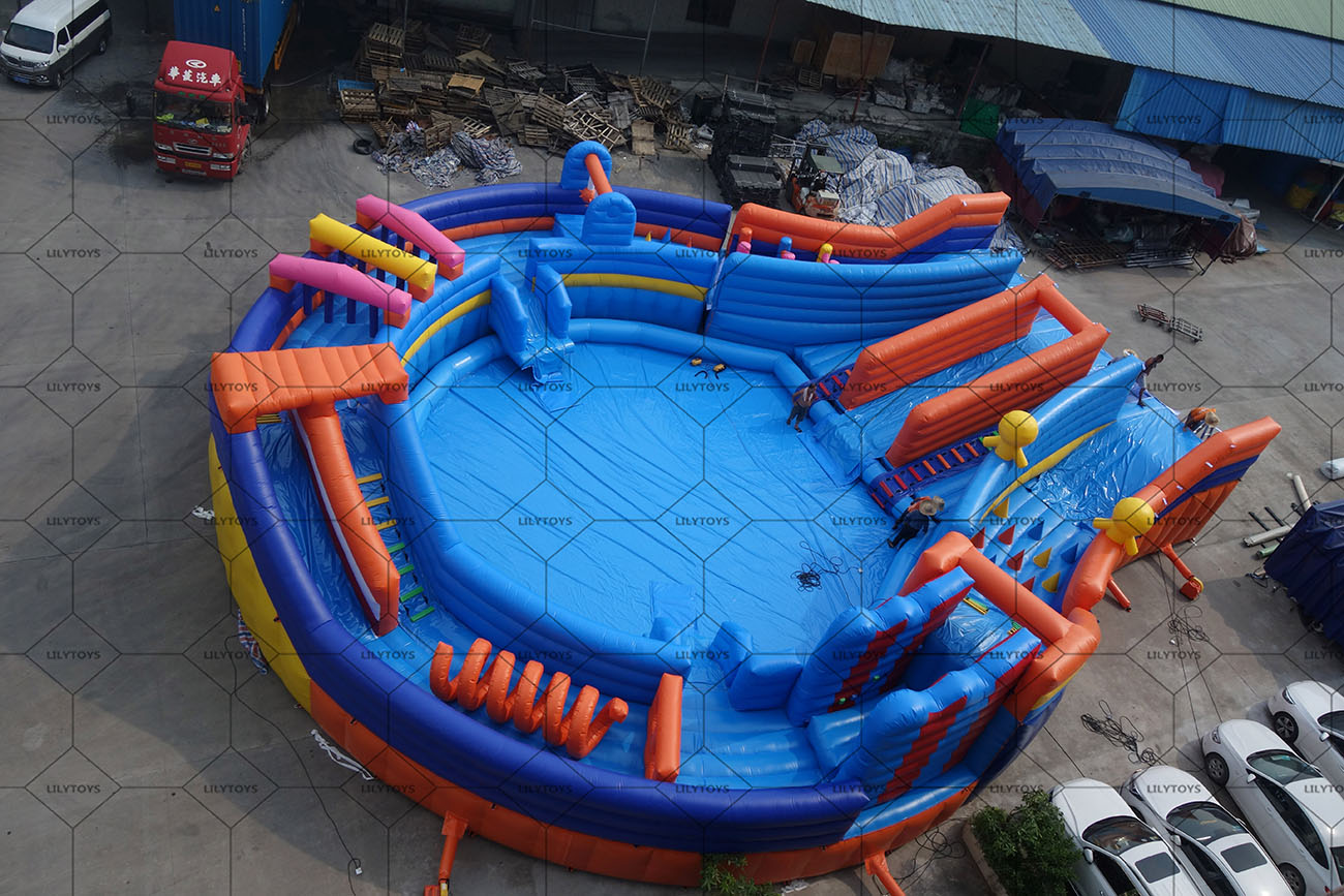 New giant inflatable stages water park with obstacle course