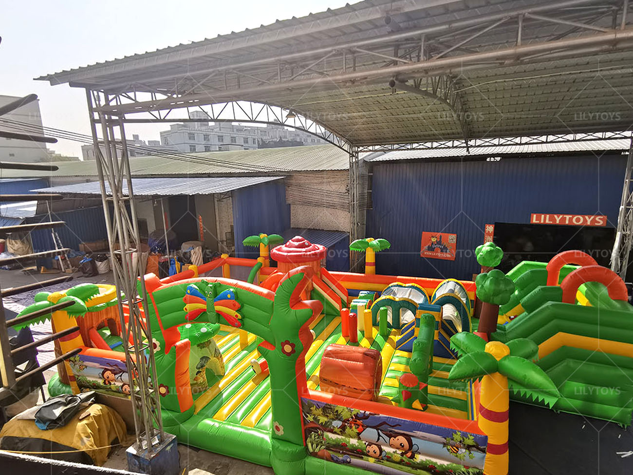 giant tropical inflatable playground for kids