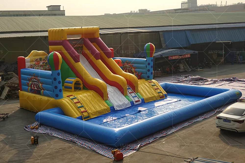 Carnival inflatable water park with pool