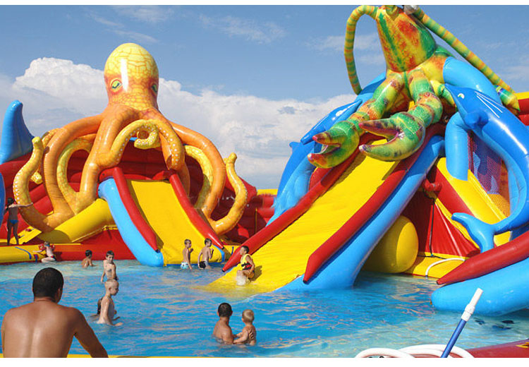 giant inflatable water park with ocpotus