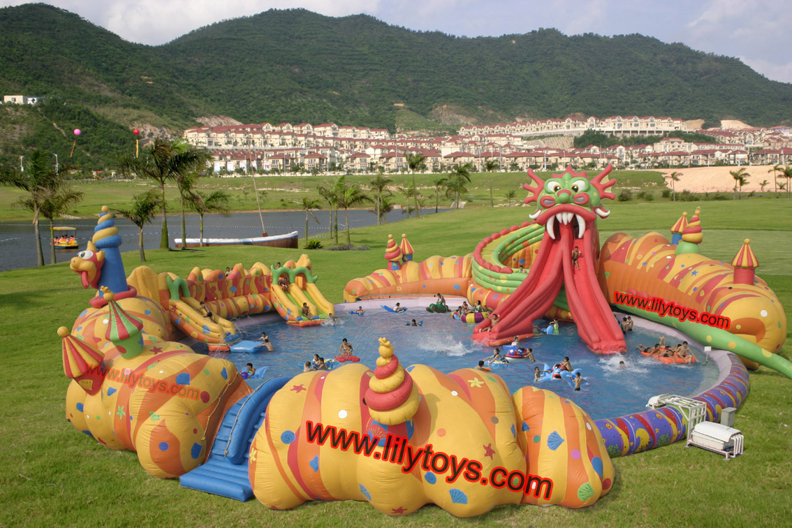 dragon inflatable water park for kids and adults