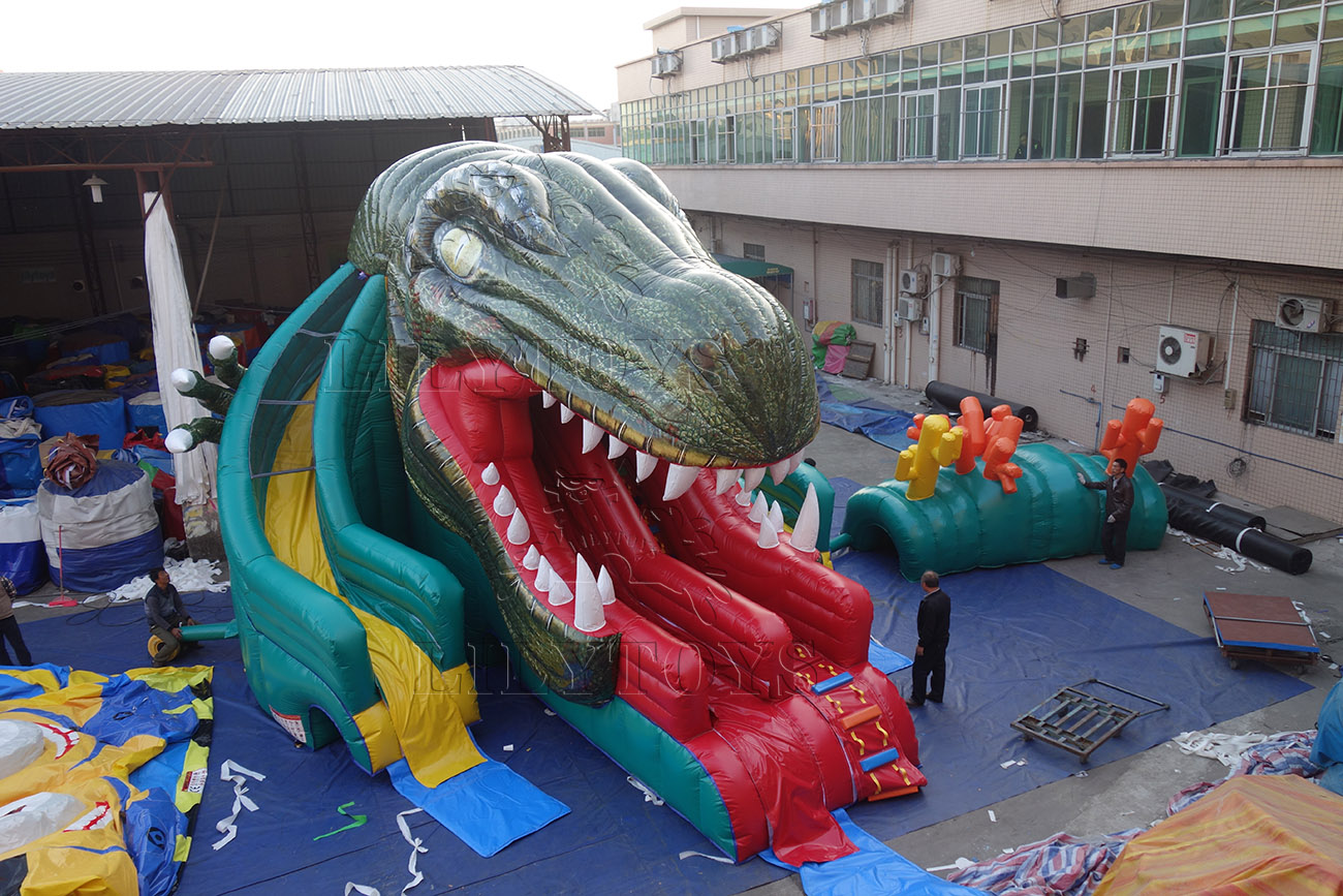 inflatable dinosaur water park for kids and adults