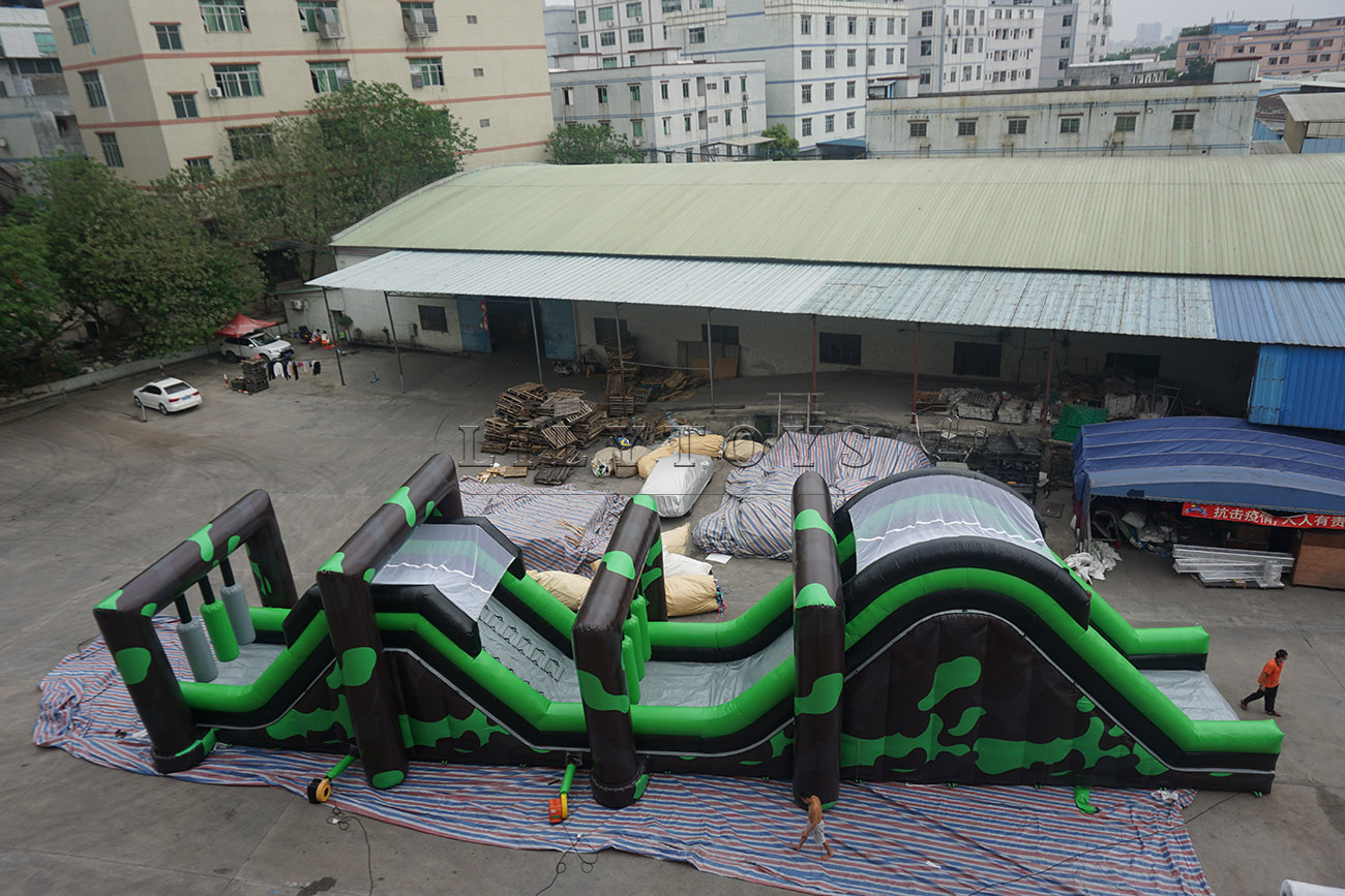 Long run big inflatable obstacle course