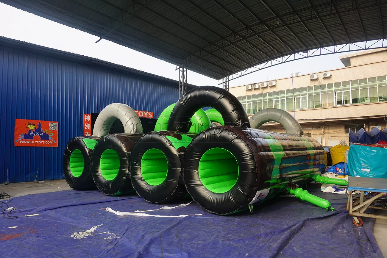 Long run big inflatable obstacle course