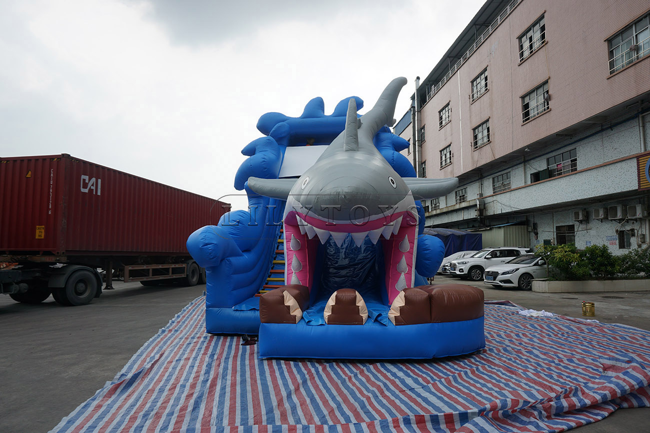 Giant Shark Inflatable Dry Slide For kids