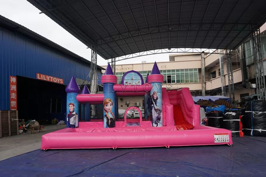 Frozen durable PVC bounce house inflatable water slide with pool