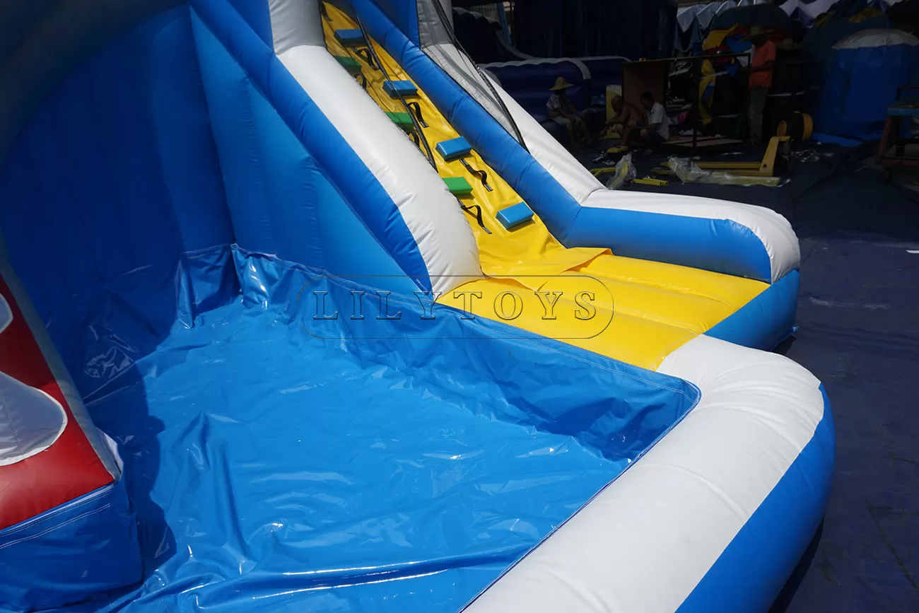 Shark shaped bounce house castle splash water slide pool