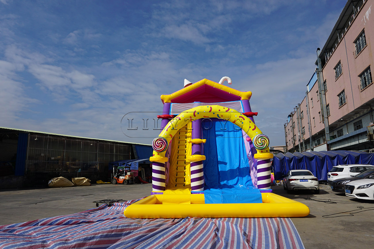 New design candy inflatable water slide with pool