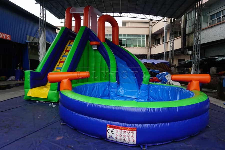 Curve inflatable swimming pool kids water slide