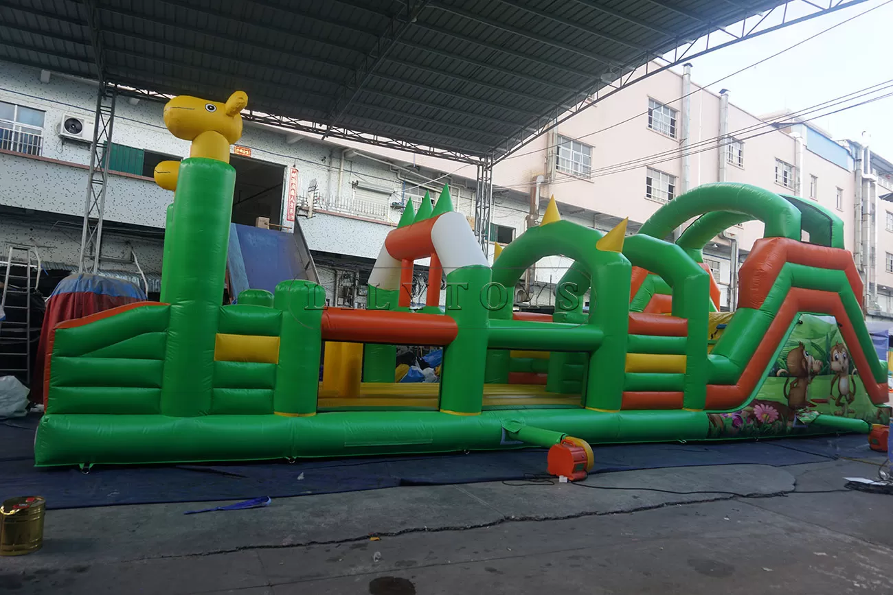 Race inflatable double obstacle course