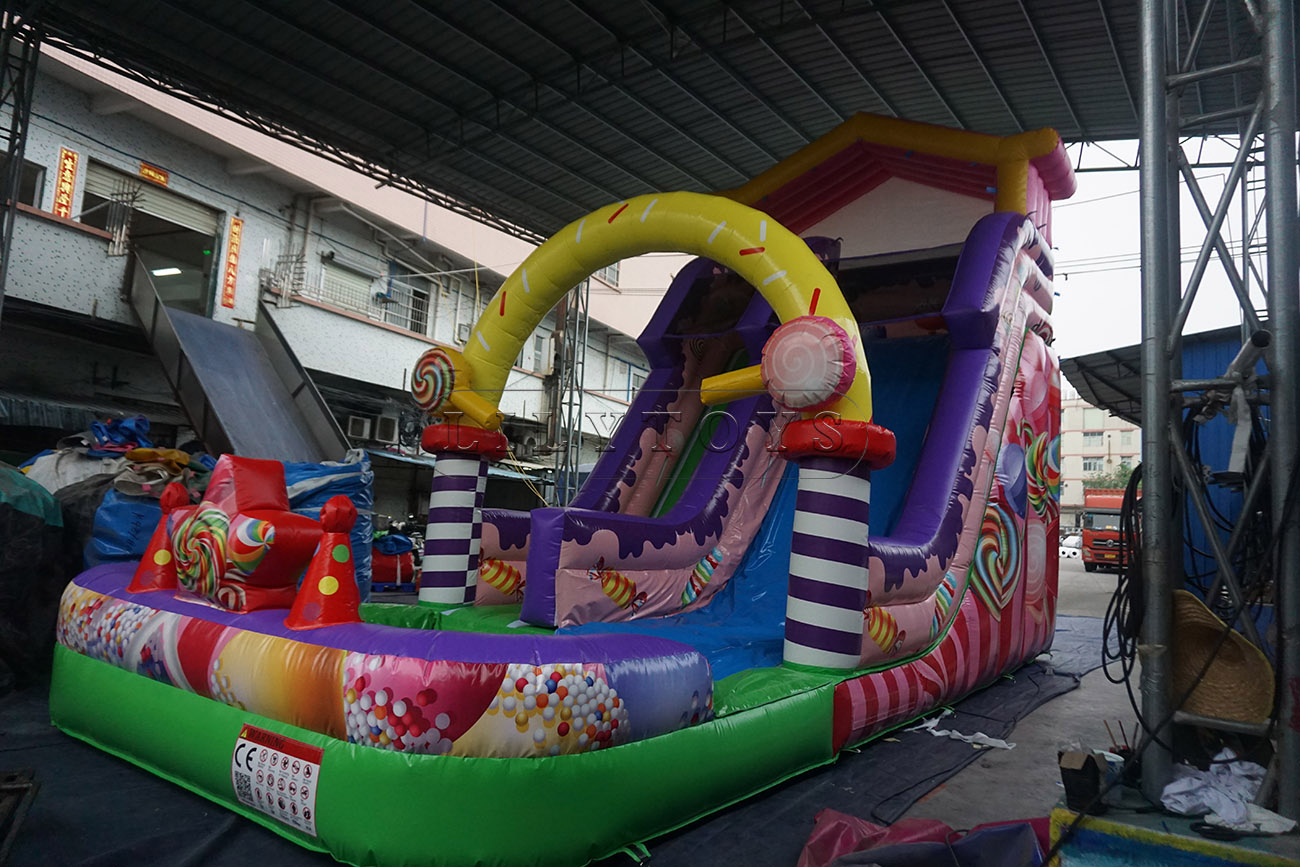 Colorful candy inflatable water slide