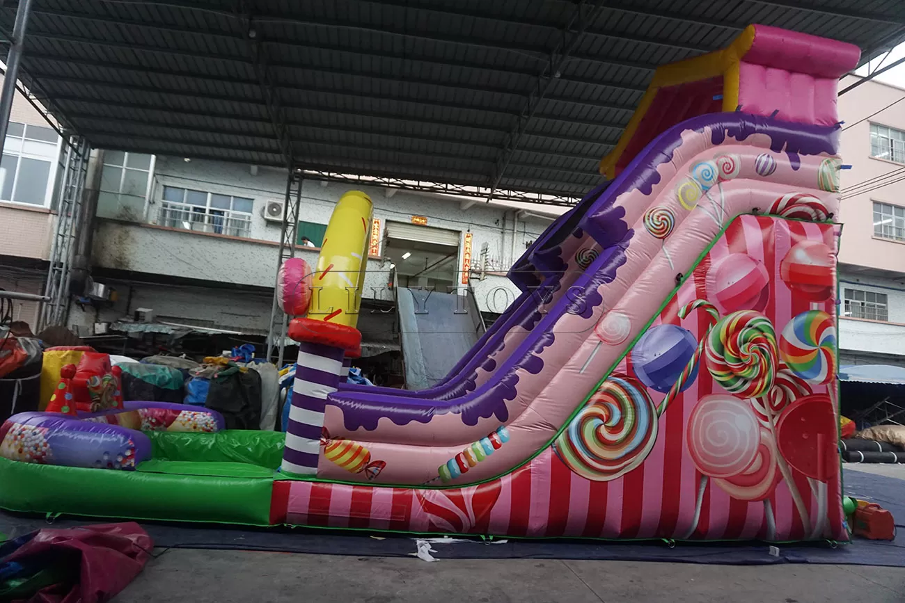 Colorful candy inflatable water slide