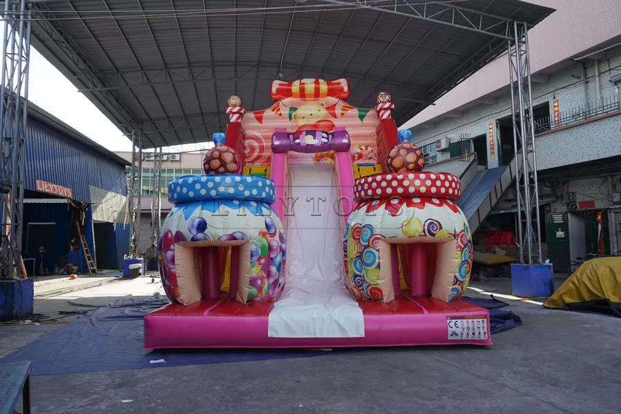 Colorful popular inflatable candy bouncy slide for sale