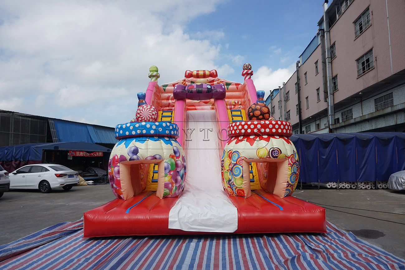 Colorful popular inflatable candy bouncy slide for sale