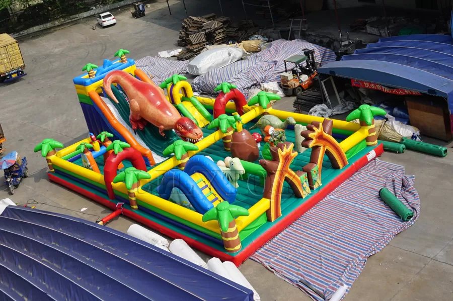 jungle dinosaur inflatable bounce obstacle theme park