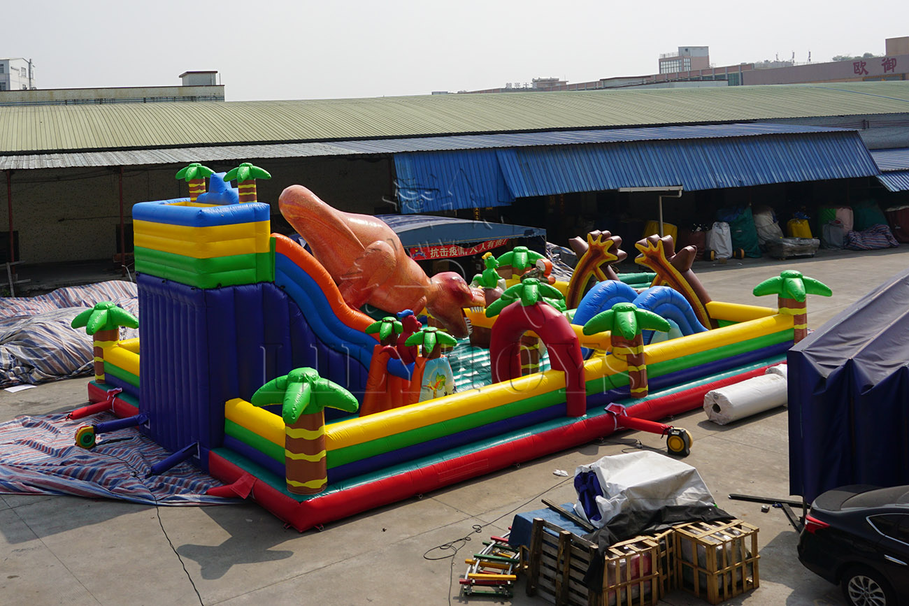 jungle dinosaur inflatable bounce obstacle theme park