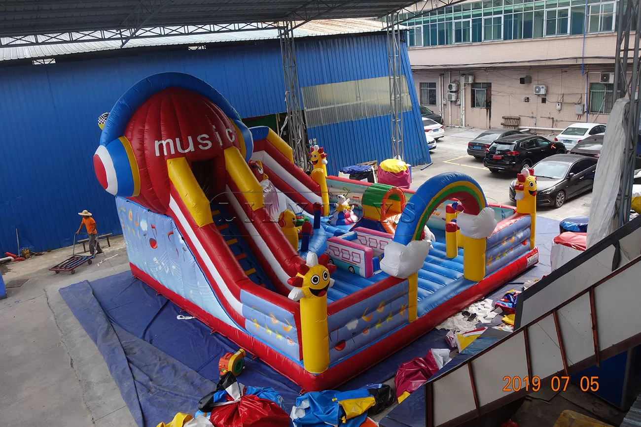 Music theme inflatable fun city bouncy trampoline