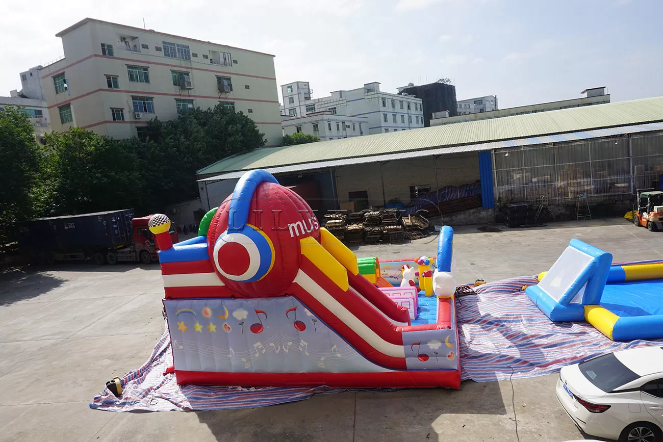 Music theme inflatable fun city bouncy trampoline