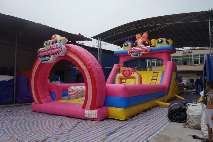 powerpuff girls big inflatable playground fun city dry slide