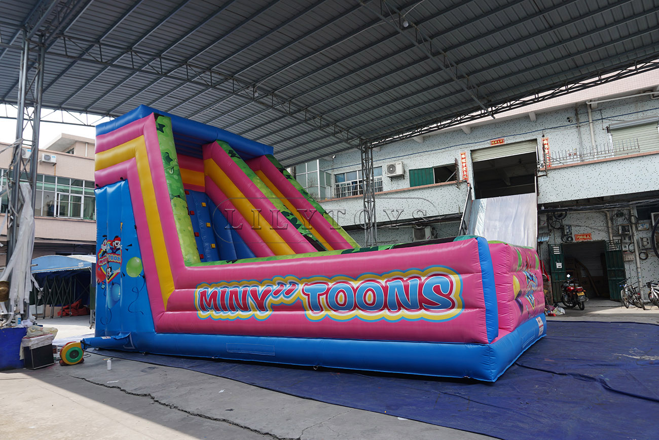 Inflatable dry slide with rock climbing