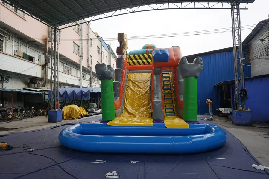 Inflatable water slide with airtight pool
