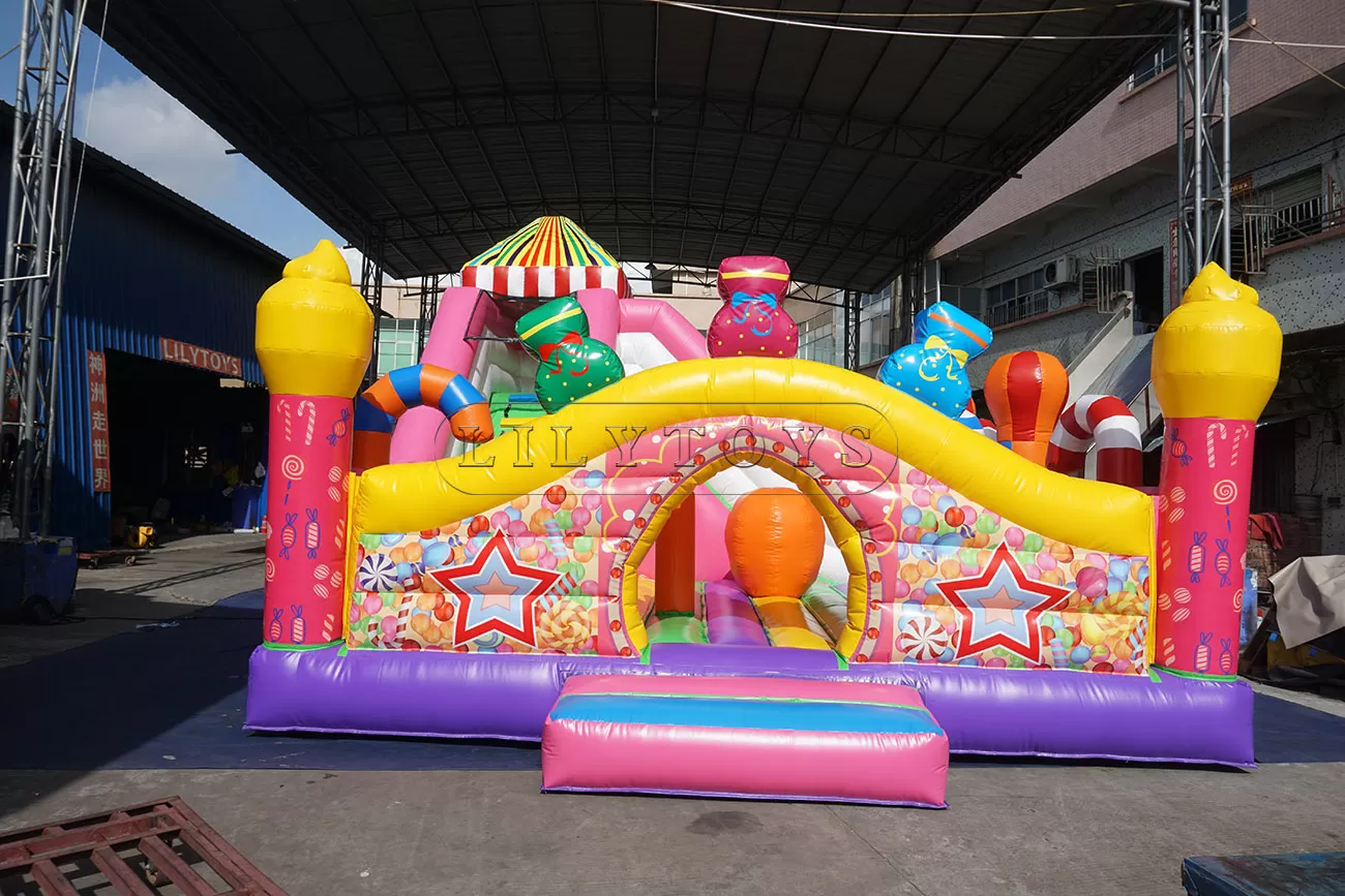 popular candy theme inflatable castle combo inflatables bouncers combo for sale