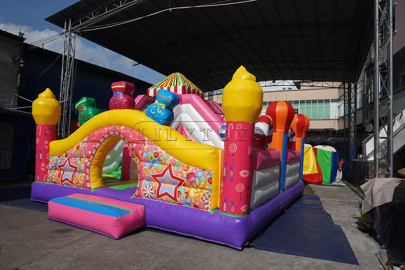 popular candy theme inflatable castle combo inflatables bouncers combo for sale