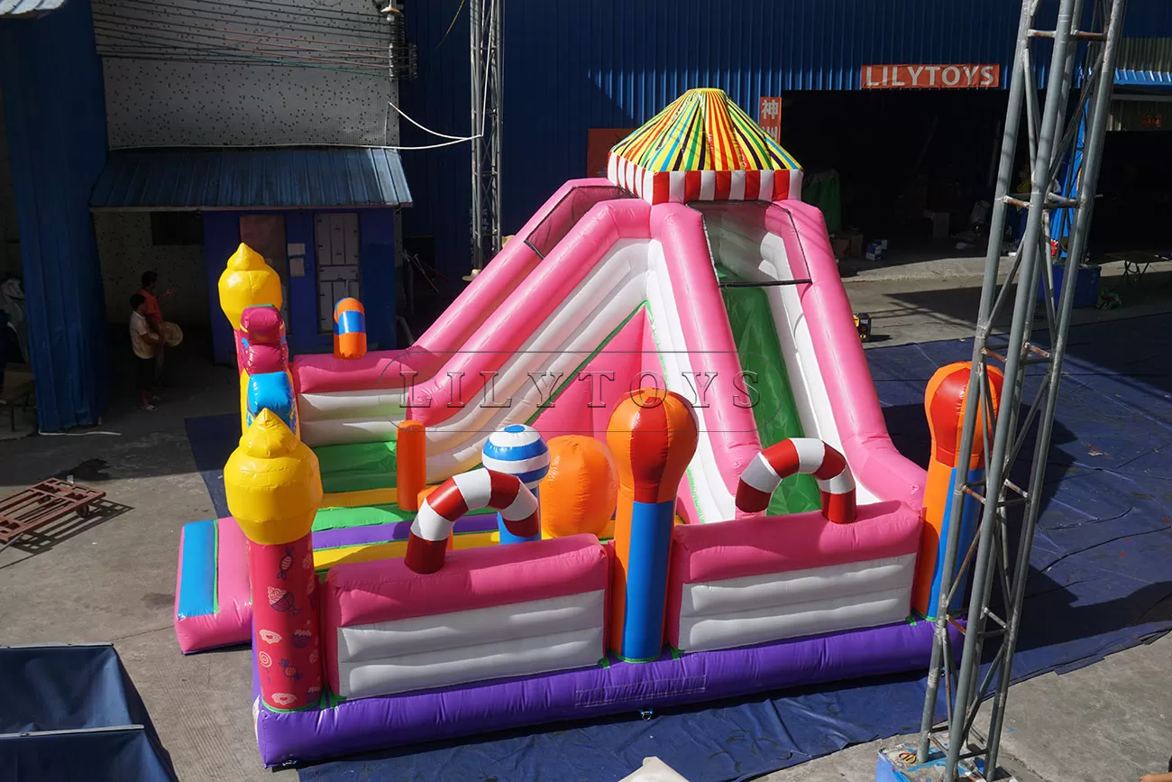 popular candy theme inflatable castle combo inflatables bouncers combo for sale