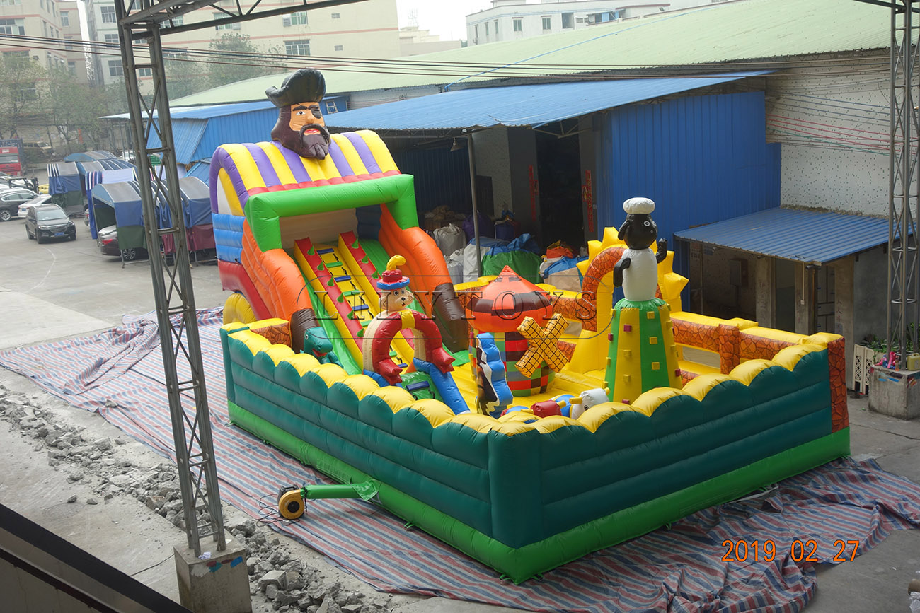 Pirate giant commercial grade bounce mat inflatable slide