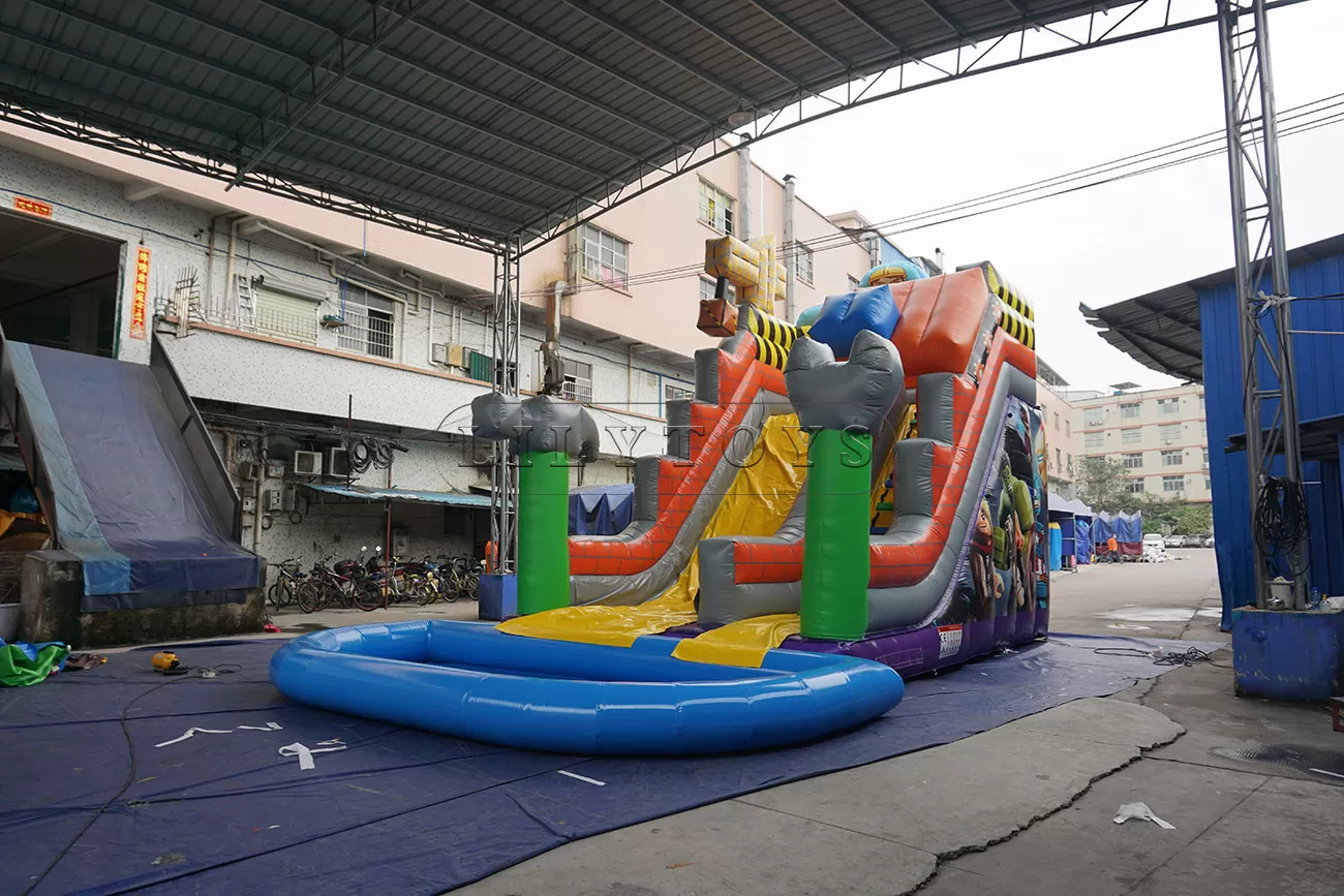 Inflatable water slide with airtight pool