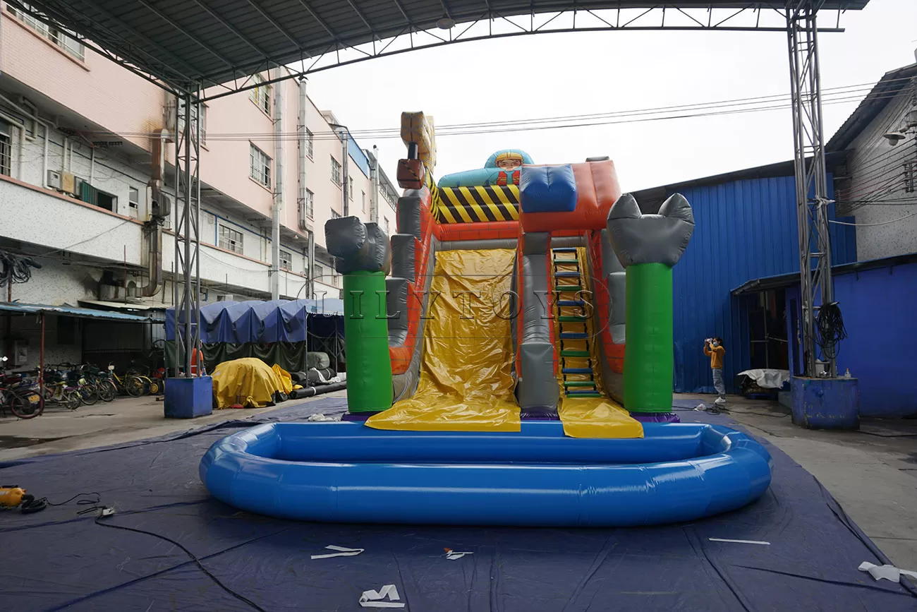 Inflatable water slide with airtight pool