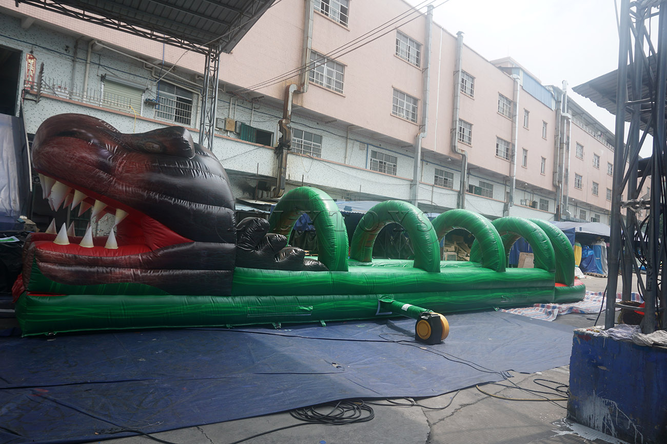 Huge crocodile inflatable water slip and slide