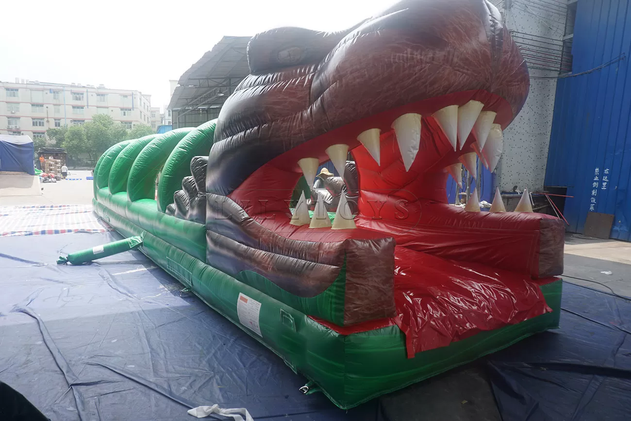 Huge crocodile inflatable water slip and slide