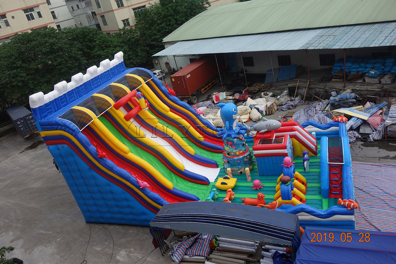 commercial bounce slide dolphin sea world fun city