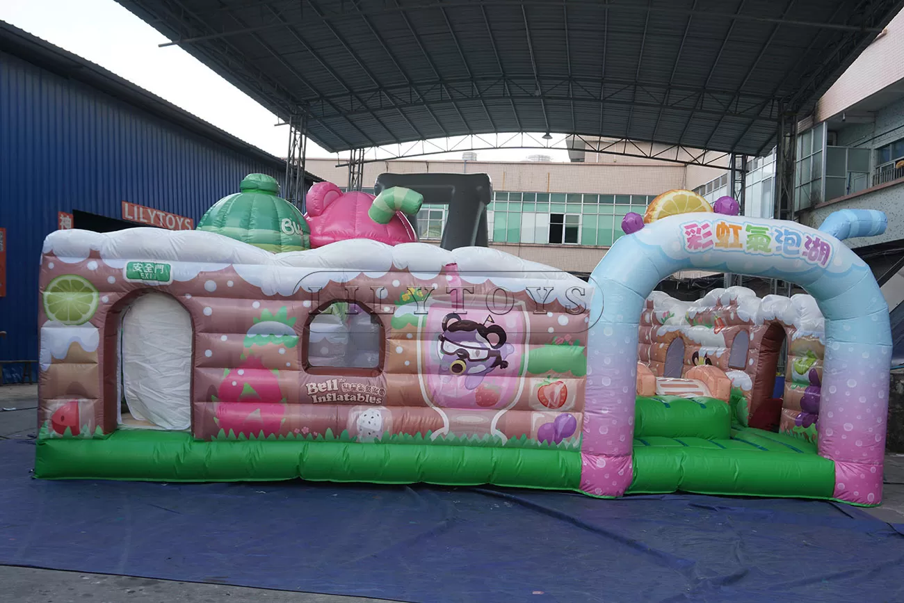 Lovely inflatable fun city for kids bear and fruit pvc