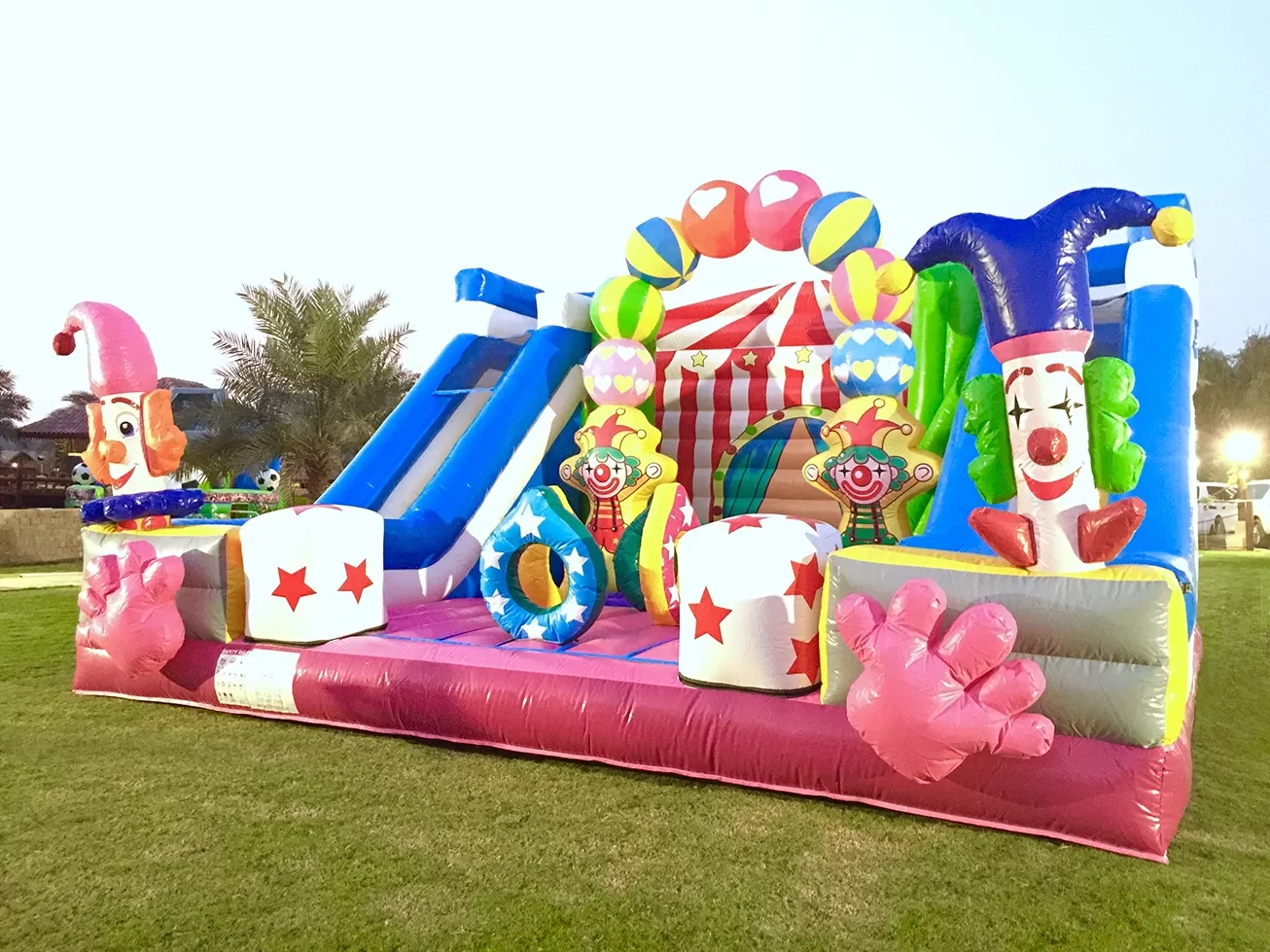 bounce house castle with slide and pool