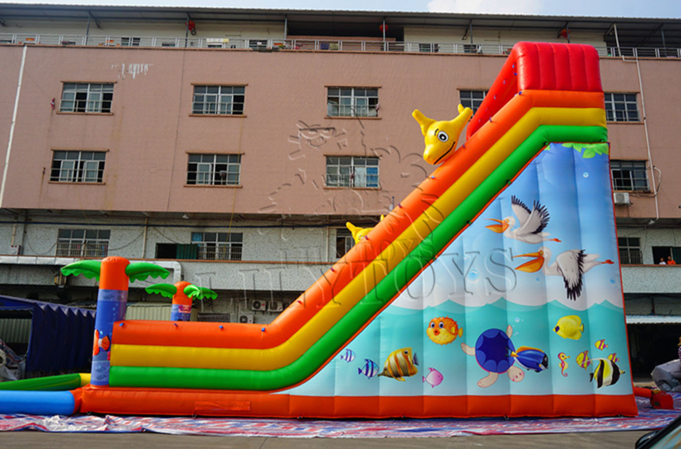 high inflatable water slide with pool