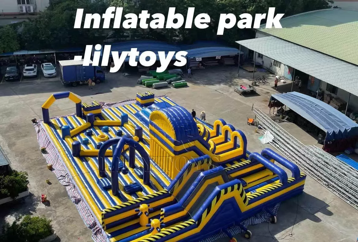 yellow blue inflatable sports games park